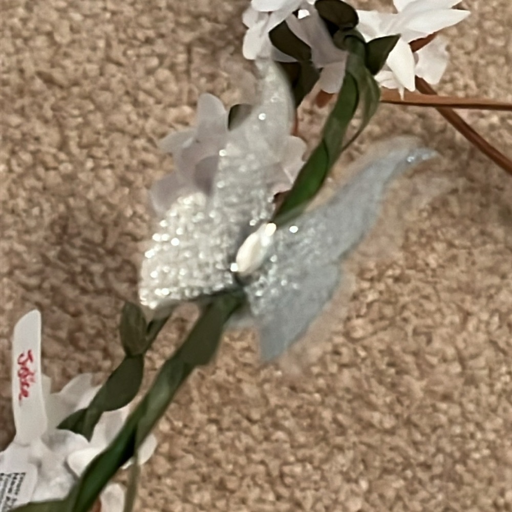 NWT Justice Floral dangling garland headpiece, boho, white flowers w/ rhinestone - Picture 8 of 12